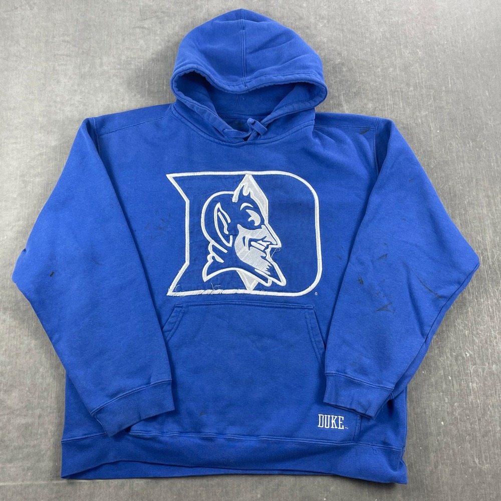 Duke Men XL Blue Hoodie‎ Embroidered Blue Devils Mascot Logo Sweatshirt